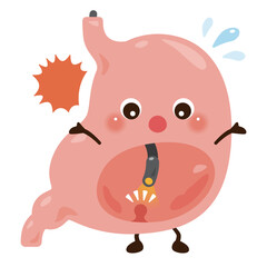 胃カメラの検査を受ける胃のキャラクターイラスト