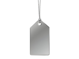 Elegant blank silver tag hangs, ready for your message!  Perfect for gifts, branding, or any special occasion., cut out