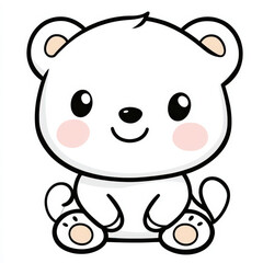 Fototapeta premium Cute cartoon bear character illustration, adorable baby bear sitting with a cheerful expression, perfect for children's design projects or playful themes