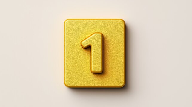 A vibrant yellow block displays the number one, set against a soft, neutral background, emphasizing simplicity and clarity.