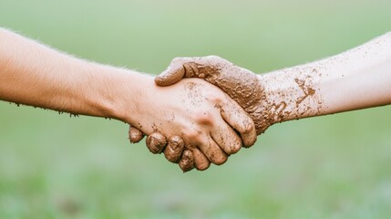 Muddy Handshake in Sports Symbol of Friendly Competition and Team Spirit