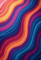 Fototapeta premium Vibrant Abstract Wavy Patterns: Fluid Art with Rainbow Gradient and Colorful Flowing Lines 