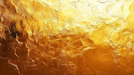 Golden wall texture with shiny foil paint and glossy light reflection - luxurious yellow gold...