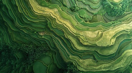 Obraz premium Terraced Rice Fields in Mu Cang Chai, Vietnam from Aerial View