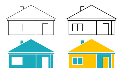 Suburban house collection. For web design and application interface. Real estate business illustration