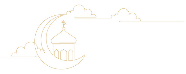 one continuous line illustration of ramadan kareem background 2