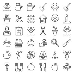 Fototapeta premium agriculture line icon set vector