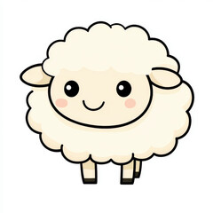 Cute cartoon sheep with big eyes and soft fluffy wool, perfect for children's illustrations, playful designs, and farm-themed projects