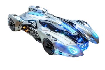 Futuristic Electric Car Isolated on Transparent Background