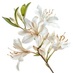 Fototapeta premium White honeysuckle flower isolated on white background with clipping path.