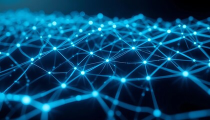 Naklejka premium Abstract Network Nodes Illuminated Blue Lines
