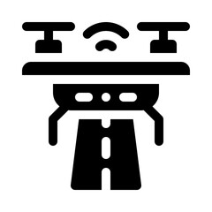 drone flight path glyph icon