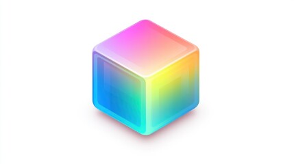 Obraz premium Colorful, translucent cube on white background.