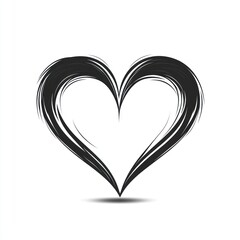 Abstract black heart shape with brush strokes.