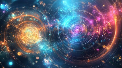 Obraz premium Futuristic Abstract Digital Art with Swirling Colors and Glow Effects