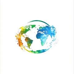 World Map Icon Logo Design Element. Abstract Globe