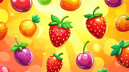 Vibrant Slot Machine with Fruit Symbols in Neon Light