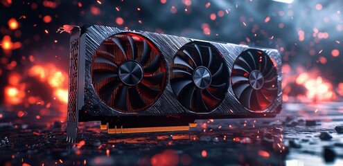 High-Performance Gaming Graphics Card with Striking Purple Lighting