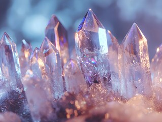 A crystal crown icicle-like and refracting colors set against a blurred snowy background creates a fairy-tale effect