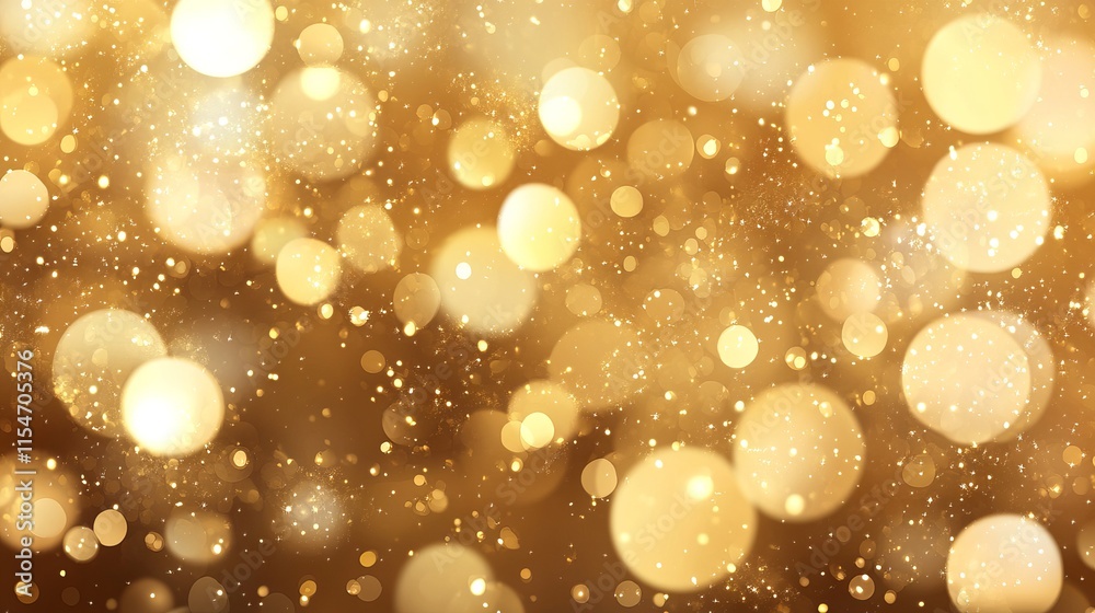 Wall mural abstract bokeh light background with soft golden glow and blurred sparkling circles, perfect for ele