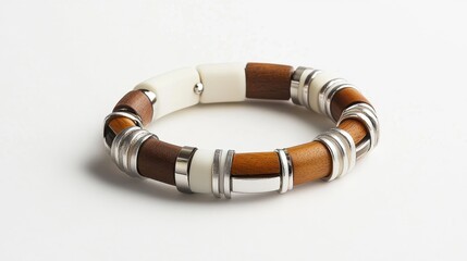 Stylish Multi Material Bracelet with Wood and Metal Accents