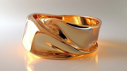 Polished Gold Wide Band Bracelet with Smooth Finish