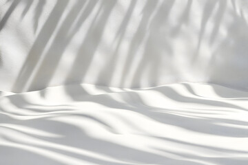 Fototapeta premium White Wall and Fabric with Palm Leaf Shadows