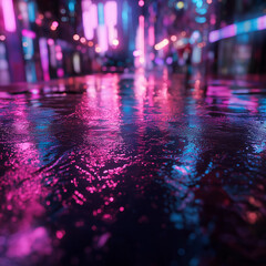 Urban Nightscape with Neon Reflections