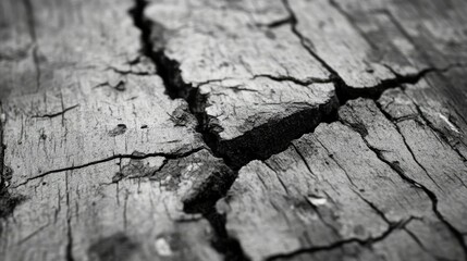 Obraz premium Detailed Close-Up of Cracked Wooden Surface Showing Natural Texture