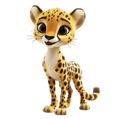 Adorable Cartoon Cheetah Cub Cute Wildlife Animal Character 3D Render