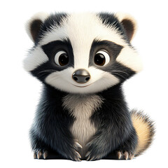 Fototapeta premium Adorable Cartoon Raccoon Cute Baby Animal 3D Render