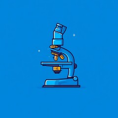 A Blue Illustrated Microscope Ready For Scientific Exploration