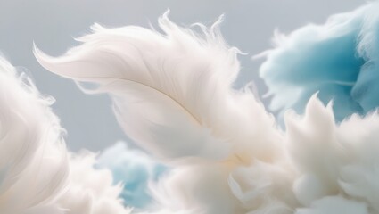 White Feather Amidst Soft Fluffy Clouds