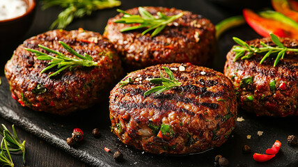 Grilled veggie cutlet for veggie burger from plant based meat concept
