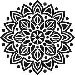 Floral circle frame, flourish design element for wedding, greeting card vector illustration silhouette vector style with white background