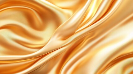 Luxurious Golden Silk Fabric with Smooth Texture and Vibrant Shine
