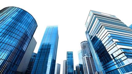 Obraz premium Modern Cityscape, Blue Glass Skyscrapers