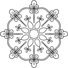 Floral circle frame, flourish design element for wedding, greeting card vector illustration silhouette vector style with white background