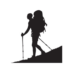 Hiking man Silhouettes. hiker with rucksacks and backpack silhouette.