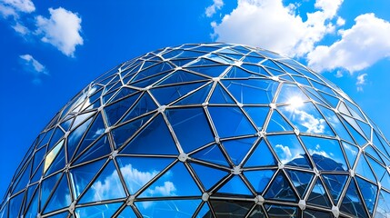Modern Glass Dome Architecture Reflecting Blue Sky