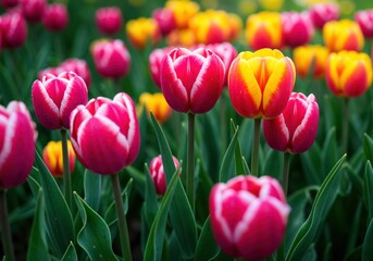"Spring Radiance: Tulips in Full Bloom"