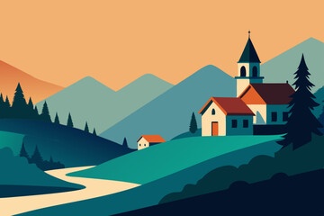 Fototapeta premium Small village vector