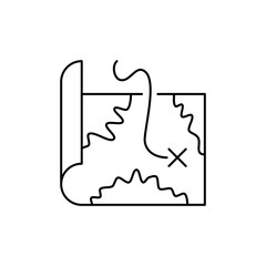 Outline Icon Map with X Mark, Indicates the location or target point in the context of planning.