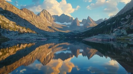 Obraz premium Scenic Reflection of Mountains in Crystal Clear Glacier Lake