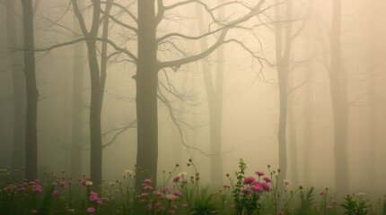 misty morning in the forest