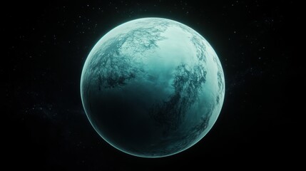 Obraz premium The serene planet Uranus glows in soft blue and green hues against a dark space backdrop, background wallpaper AI generated image