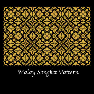 beautiful simple songket seamless floral pattern vector traditional tribal Malay ornament wallpaper fabric design pixelated embroidery texture