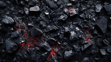 Textured Dark Surface with 3D Elements and Red Highlights