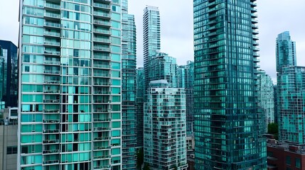 Obraz premium Teal Modern City Skyscrapers