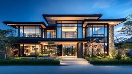 Captivating image of a luxurious and modern home with sleek architectural elements